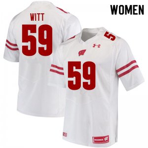 Women's Wisconsin Badgers NCAA #59 Aaron Witt White Authentic Under Armour Stitched College Football Jersey KF31G50AA